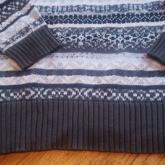 Hannah Womens L Cotton Striped Knit Sweater Patterned Pull Over Turtleneck - Picture 4 of 7